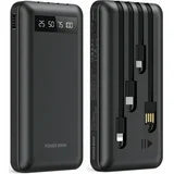20000mAh Power Bank Portable Charger with Cables, USB Battery Pack Compatible for iPhone & Android Cell Phone