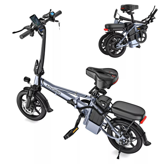 AOVOPRO EB60 14 Inch Ebike 500W Folding Electric Bike Bicycle 48V 10.4AH 22MPH